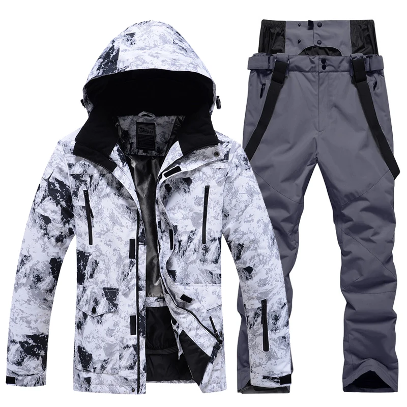 Vêtements de combinaison de neige pour hommes et femmes, pantalons imperméables à bretelles d'hiver, salopette de ski et de snowboard, veste et pantalon d'hiver glacé