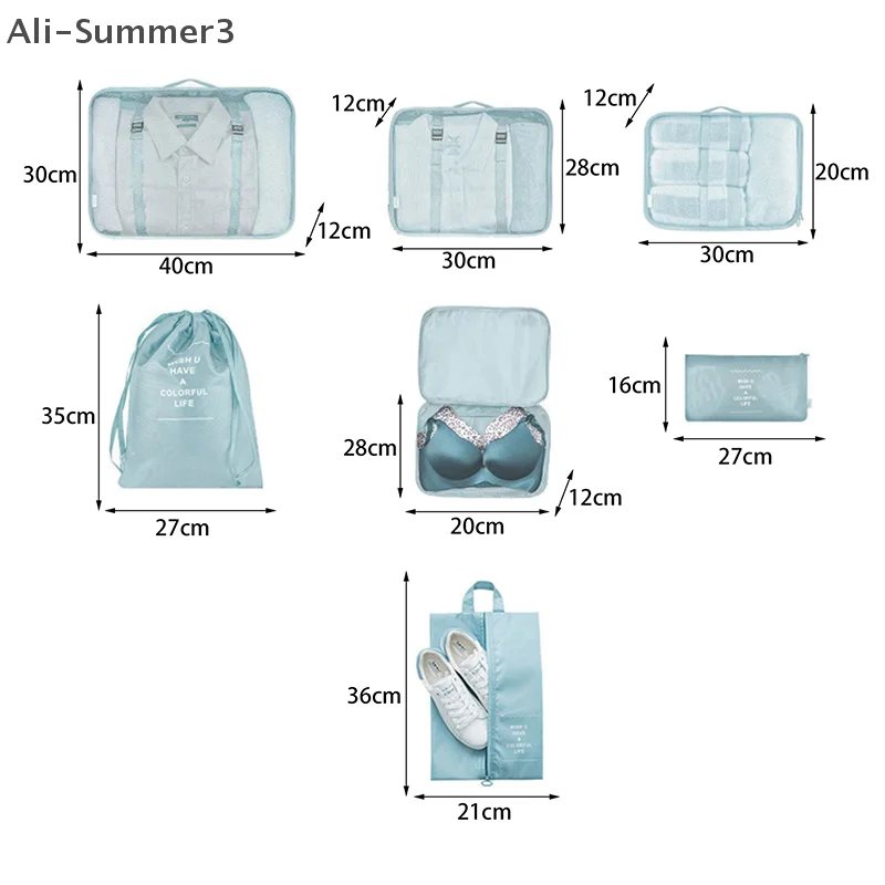organisateur de voyage de grande taille, 7 pièces, valise portable, vêtements, chaussures, sac de maquillage, organisateur de bagages, sac de rangement de voyage