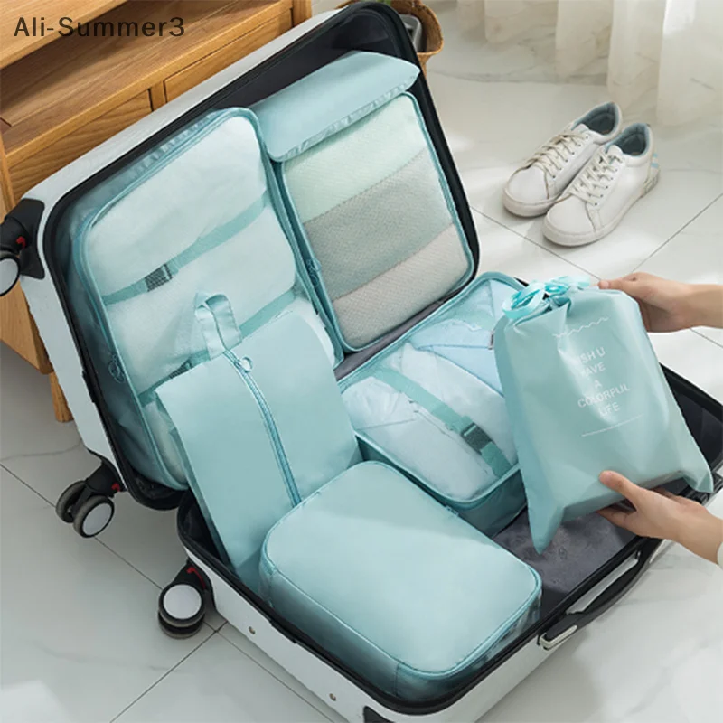 organisateur de voyage de grande taille, 7 pièces, valise portable, vêtements, chaussures, sac de maquillage, organisateur de bagages, sac de rangement de voyage
