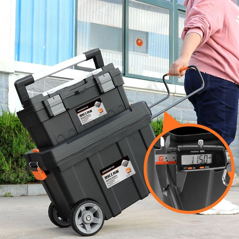 mallette à outils professionnelle rigide à roues, valise multifonctionnelle étanche, accessoires de rangement en plastique