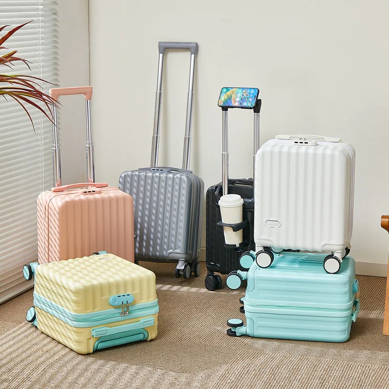 bagage portable de 14 pouces avec 3 poignées d'extension, sac à main, valise de voyage légère avec tasse et support pour téléphone