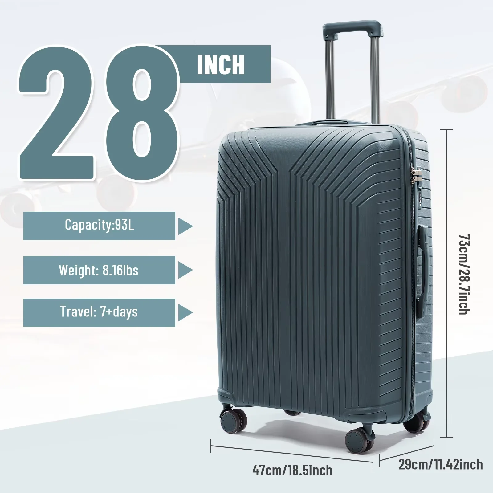 valise de voyage 2024 nouvelle grande capacité bagages roulants durable tsa valise cabine à main 20/24/28 pouc