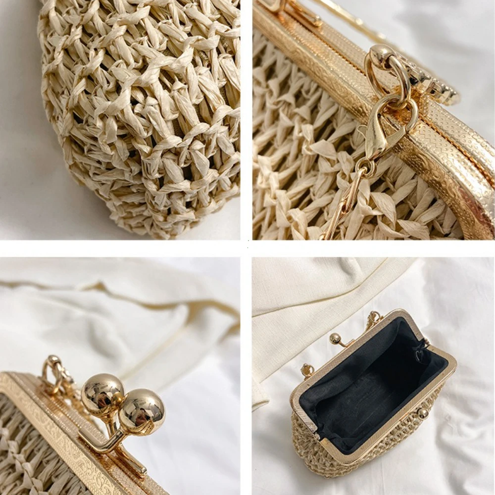 chaîne tissé à la main sacs à main été femme pochette simple texture dîner fête à la main décontracté élégant portable sac de soirée 2025