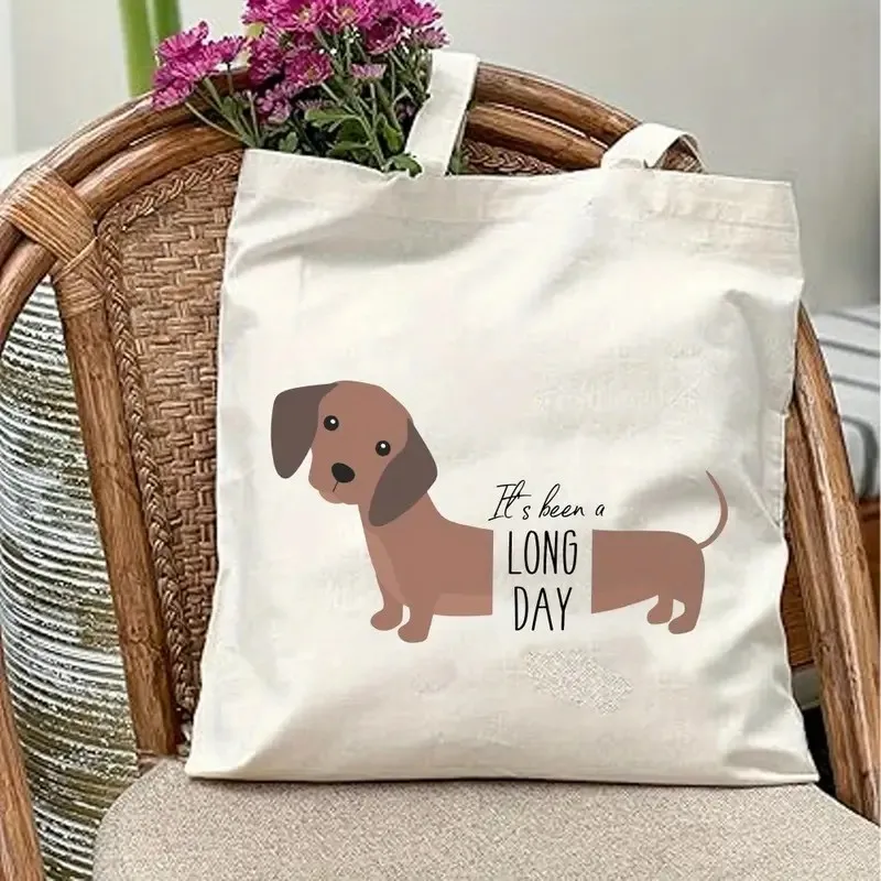 sac fourre tout chic en toile teckel – sac à main durable et élégant y2k de grande capacité pour le shopping, les voyages, les pique niques et les fêtes
