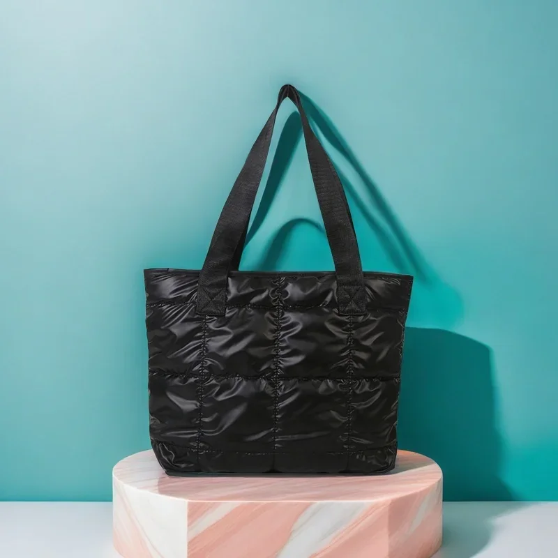 sacs à main fourre tout pour femmes, grande capacité, sac de shopping rembourré en coton, sac à main portable en losange matelassé solide pour les voyages de loisirs