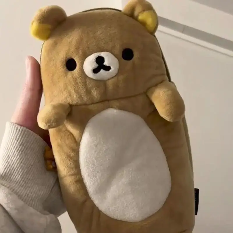 nouveau rilakkuma peluche trousse à crayons sac de rangement enfants dessin animé mignon école papeterie sac kawaii cadeau d'anniversaire fille personnalisation