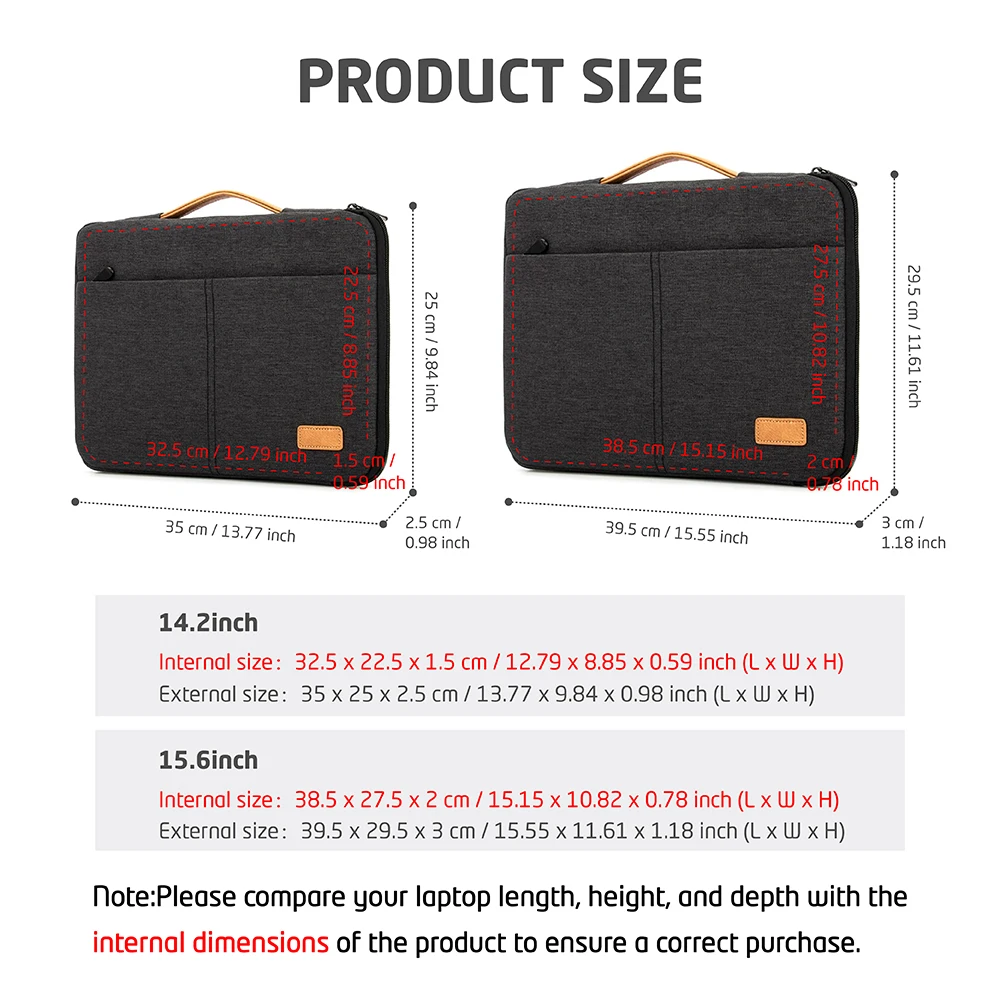 housse pour ordinateur portable 14 15.6 pouces, pochette pour macbook hp dell acer, mallette d'ordinateur antichoc, étui de voyage pour hommes d'affaires
