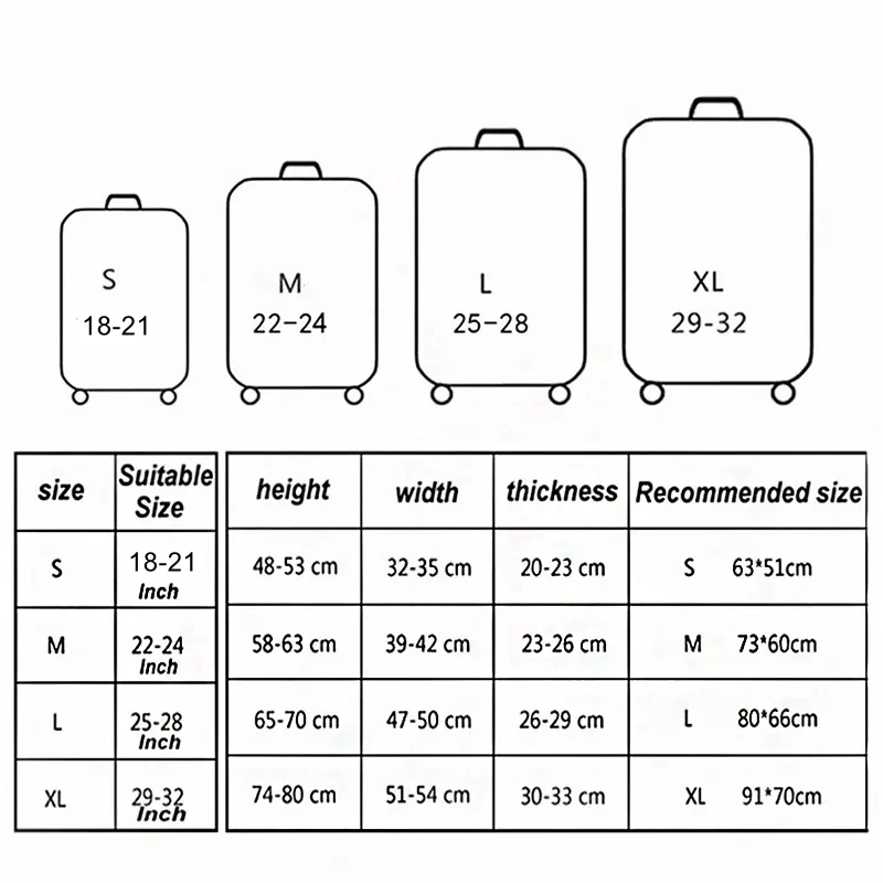 housse de protection élastique épaisse pour bagages, combinaison à fermeture éclair pour sac de 18 à 32 pouces, housse de valise, housse de chariot, accessoires de voyage