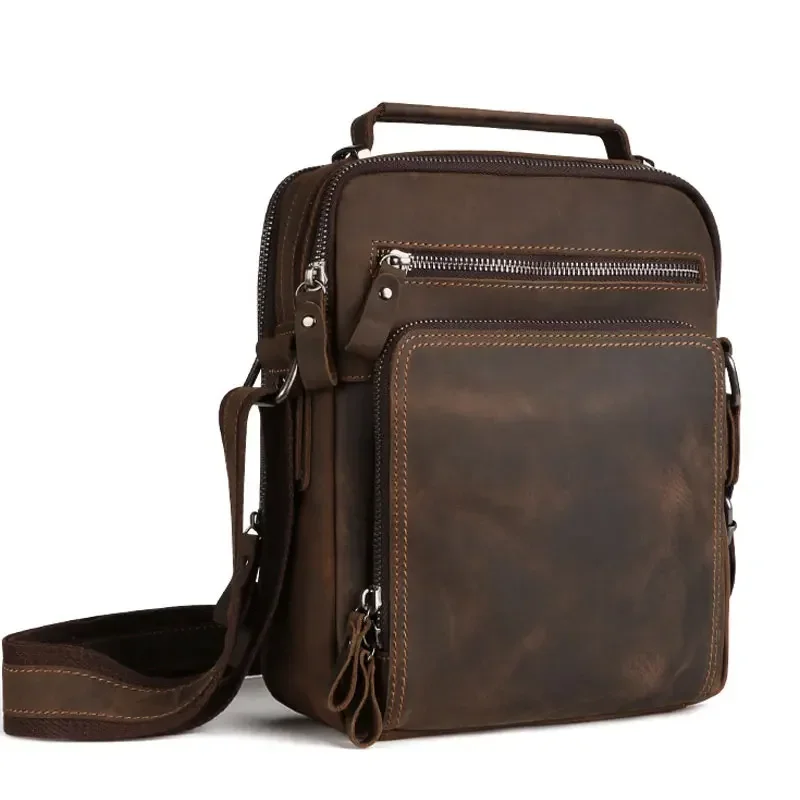 nouveau cuir véritable hommes vintage sacs à main petit rabat hommes sac à bandoulière décontracté bureau sacs de messager mode sac à bandoulière