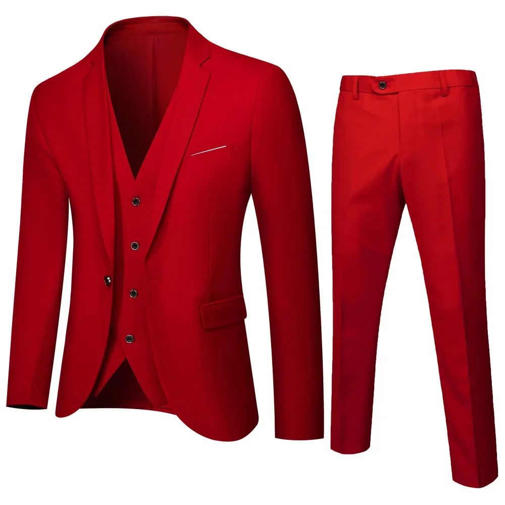 costume xs 6xl (blazer + gilet + pantalon), mode business gentleman style italien, slim, couleur unie, costume professionnel pour marié de mariage