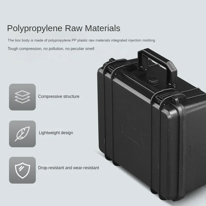 valise portable 28x24cm, étui rigide en plastique épais, boîte à outils de matériel d'équipement, boîte de rangement d'instruments de grande capacité avec éponge