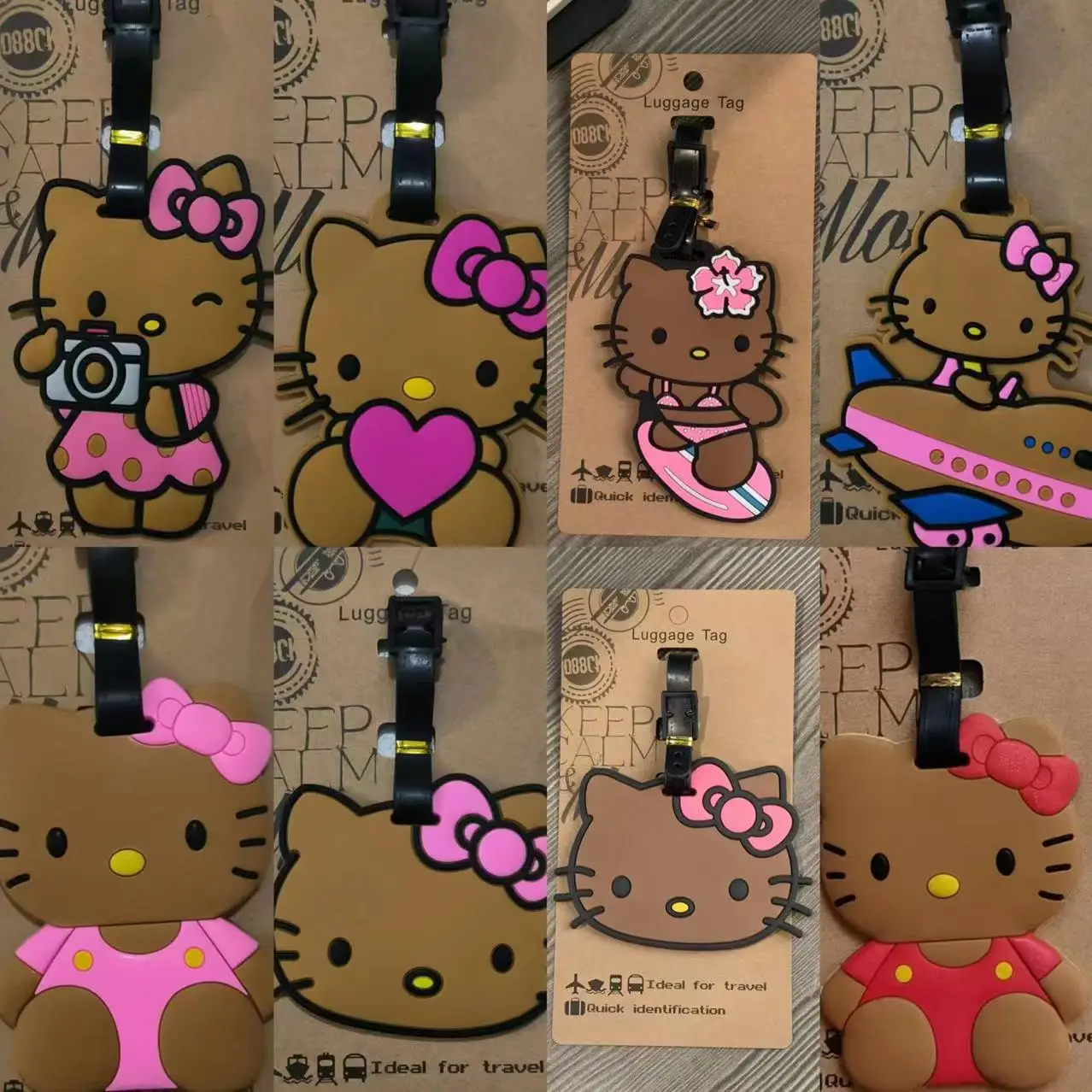 10cm dessin animé Sanrio Anime Kawaii Hello Kitty étiquette de bagage valise ID porte-adresse bagages étiquettes d'embarquement étiquette Portable
