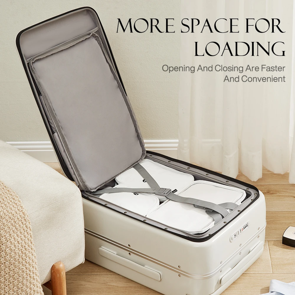 mixi – valise de voyage à large poignée pour ordinateur portable, bagage à main de 20 pouces pour femmes, cadre en aluminium, valise à roulettes 24 pouces