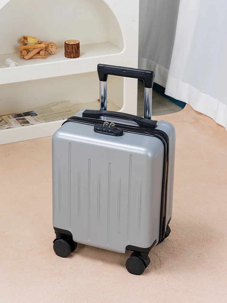 boîte à bagages à main de 14 pouces, valise de petite taille, roues pivotantes silencieuses simples et élégantes, adaptées aux hommes et aux femmes