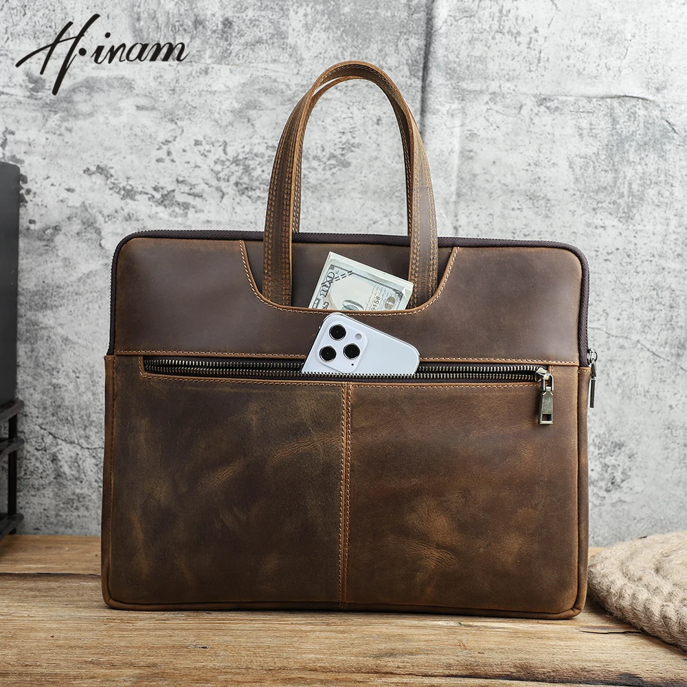 Sac à main en cuir 100% véritable pour hommes, porte-documents pour ordinateur portable, sacoche décontractée de grande capacité pour Macbook Pro 13 14 15 16