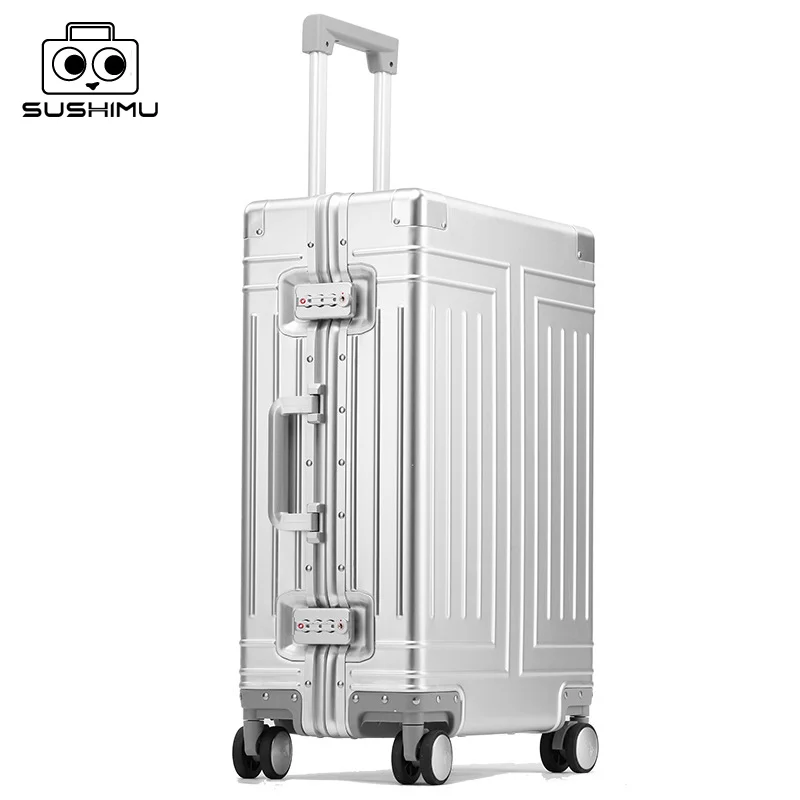 valise de voyage en alliage d'aluminium-magnésium, bagage à roulettes, 20/100% pouces, cabine à main, 24/28