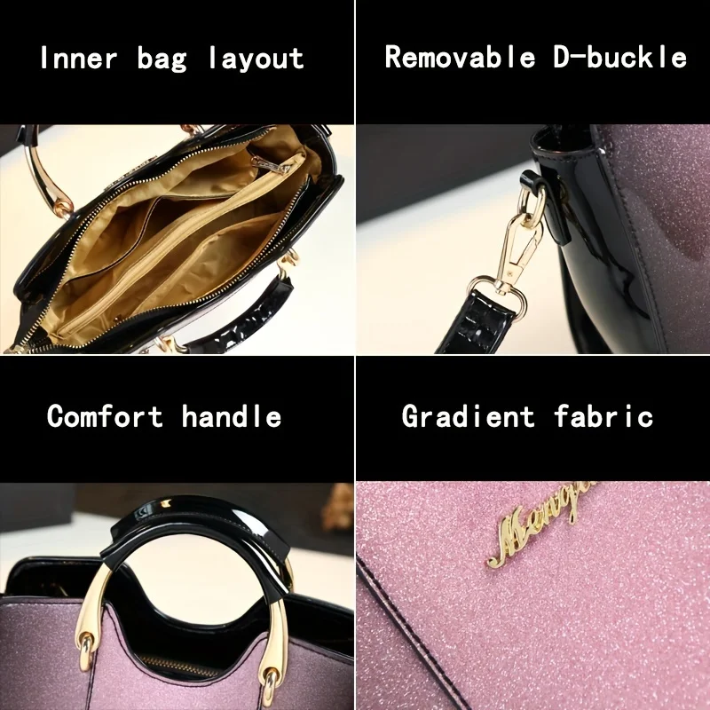mn mom sac à bandoulière en cuir verni nickel é pour femme d'âge moyen, sacs à main à bandoulière