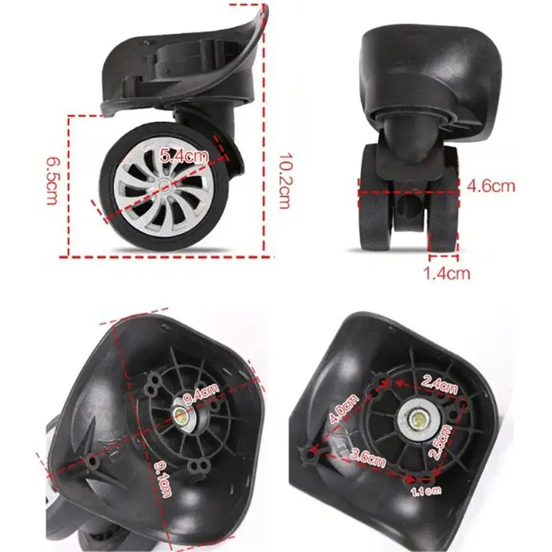 valise à bagages universelle, roues pivotantes à 360 degrés, outils de roue de chariot, 4 pièces