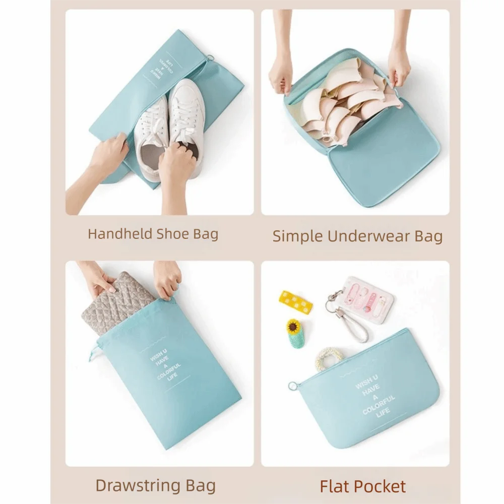 ensemble d'organisateurs de voyage pliables, 8 pièces, valise étanche de grande capacité, cubes d'emballage portables de différentes tailles, pochette pour valise et chaussures