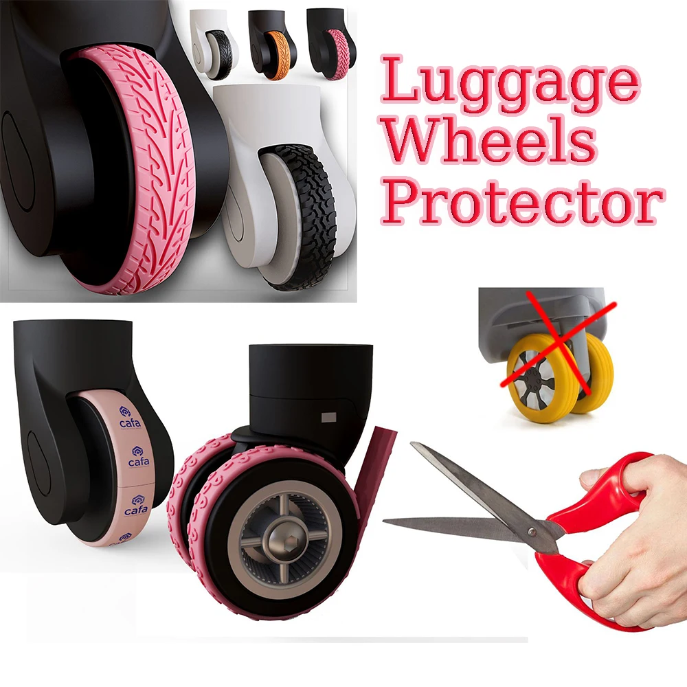Étui de Protection de roue de valise en Silicone, 4 pièces, avec son silencieux, roulettes pour bagages de voyage, chaussures, réduit le bruit, boîte de chariot, roulettes