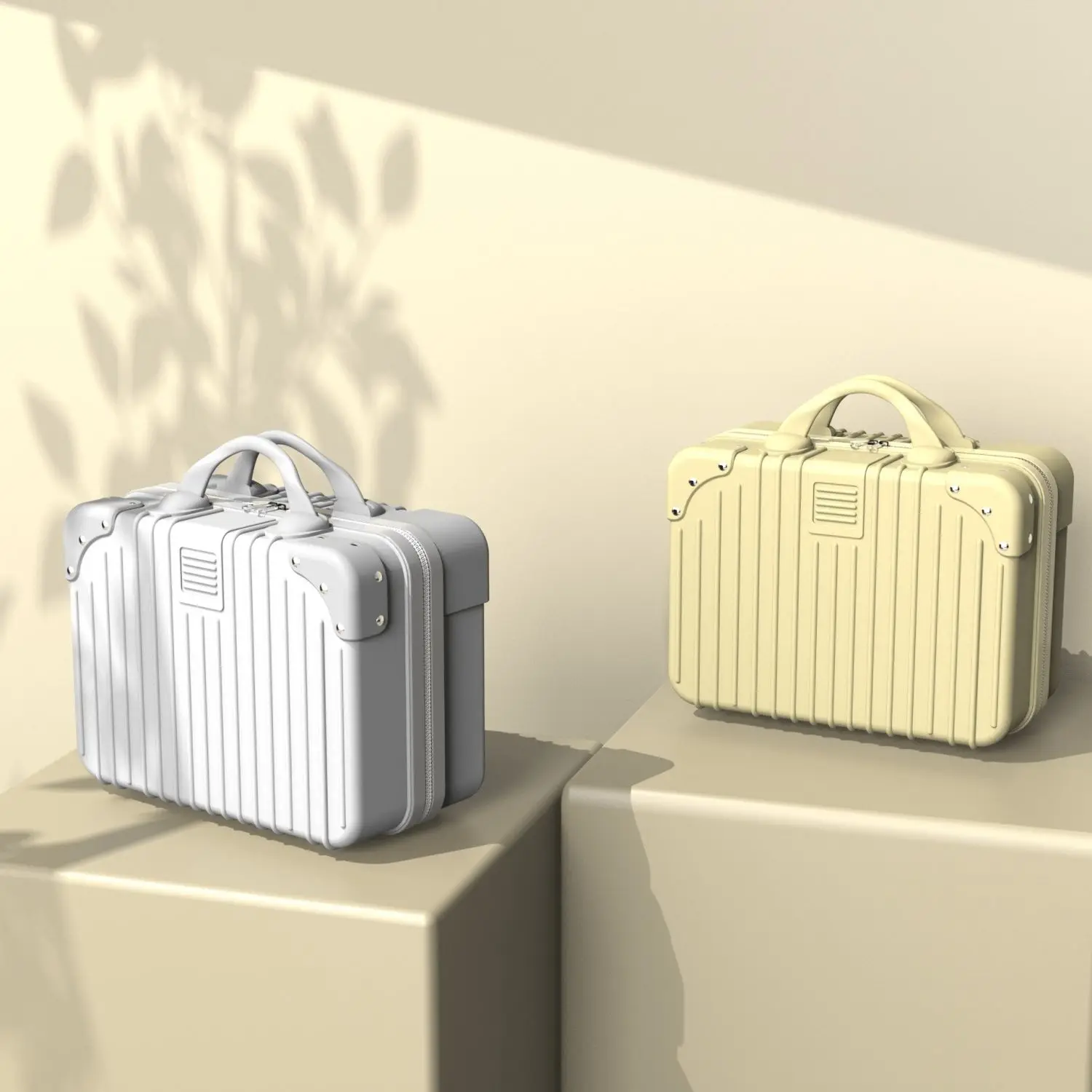 trousse de maquillage de grande capacité pour femme, valise à fermeture éclair, petite valise d'embarquement portable et légère, boîte de rangement, 16 po