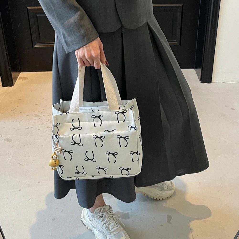 sac à main décontracté avec poignée, fourre tout imprimé nœud, sac hobo léger pour femmes, travail pique nique ou voyage