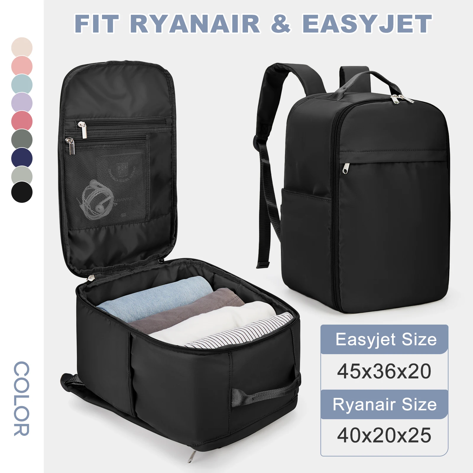 ryanair-sac à dos pour ordinateur portable, bagage à main, sac de voyage, 40x20x25, 45x36x20, easyjet cabin, femmes et hommes