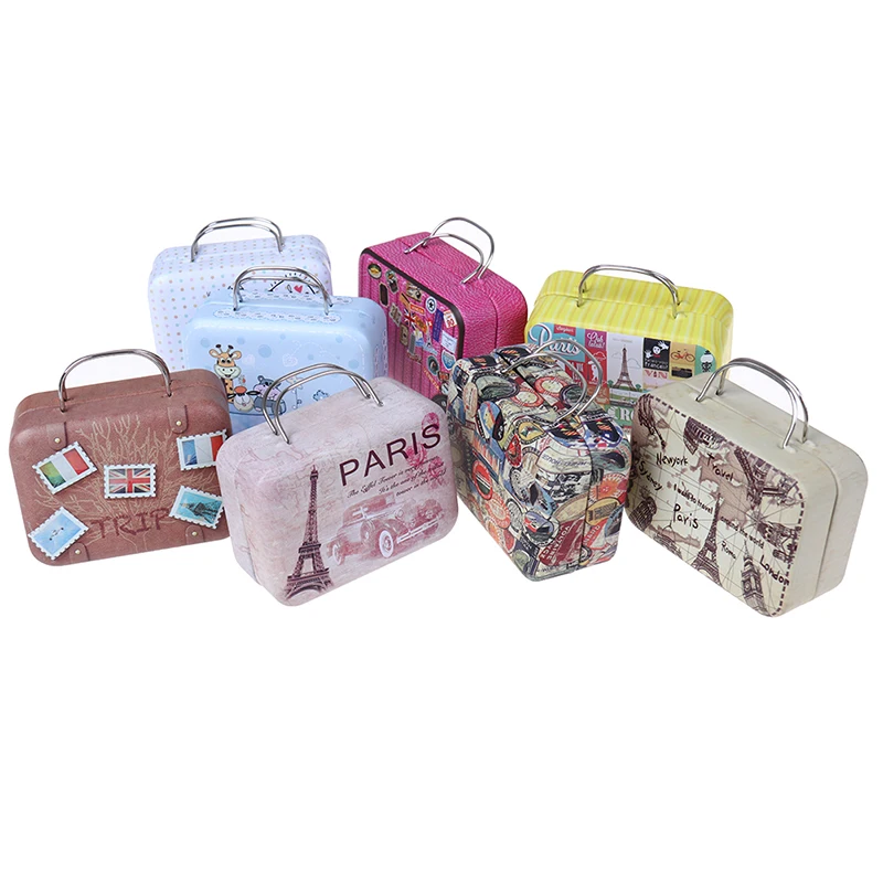 mini valise en métal pour poupées, jouets miniatures, coffre, décoration de maison de poupée, petite pochette boîte à bijoux, sac à main de poupée