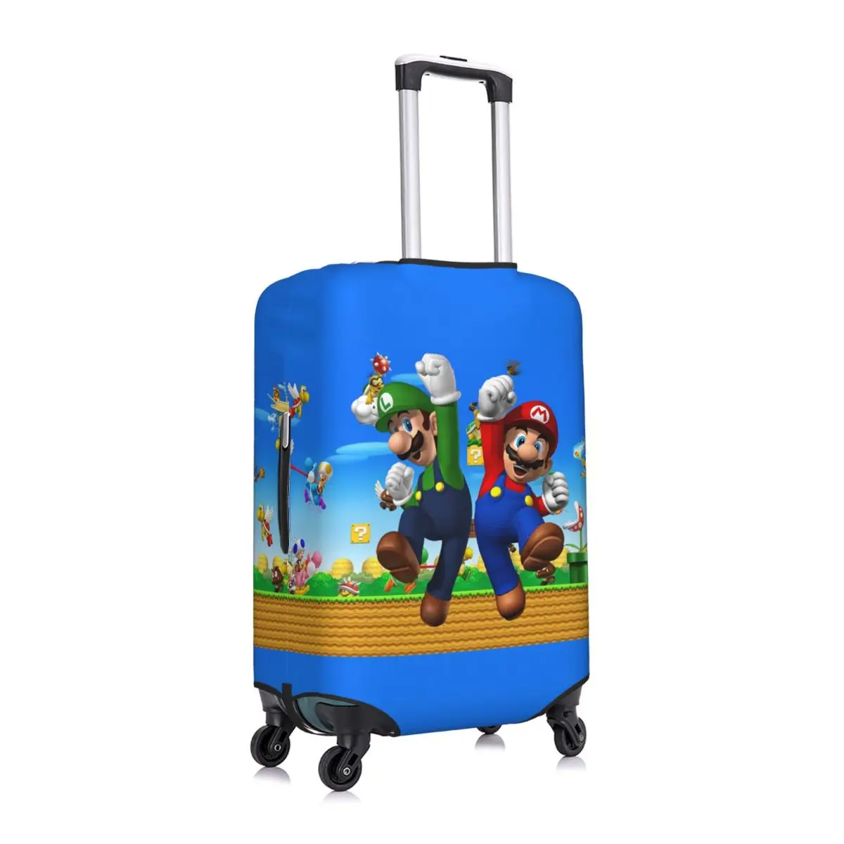 housse de protection élastique pour valise de voyage, dessin animé personnalisé, super champignon, jeu marios, convient à 18 à 32 pouces