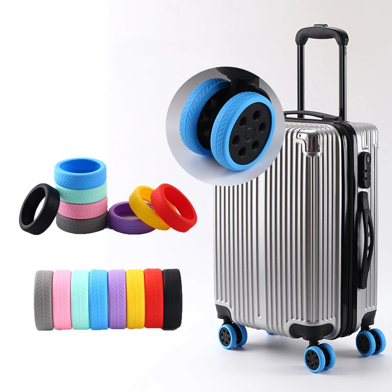 protecteur de roue de bagage à roulettes en silicone, valise de voyage, chaussures de roulette de chariot, housse de bruit, accessoires de sac, nouveau, 8 pièces, 4 pièces