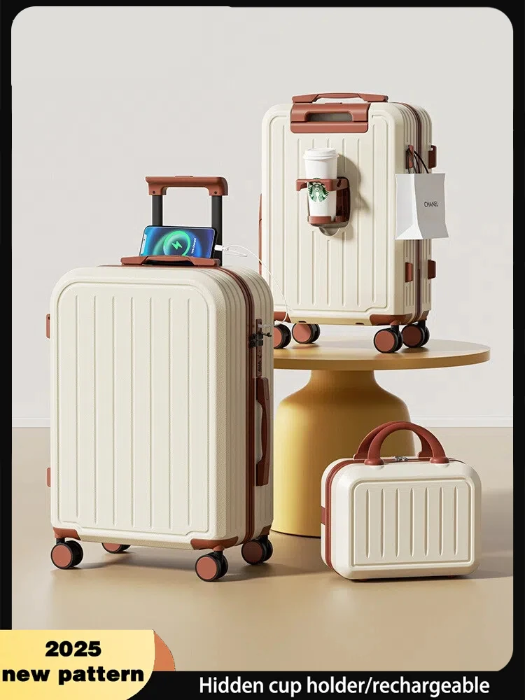valise de voyage multifonctionnelle – bagage à main léger abs + pc pour femme, 20/22/24/26/28 pouces, adapté aux voyages