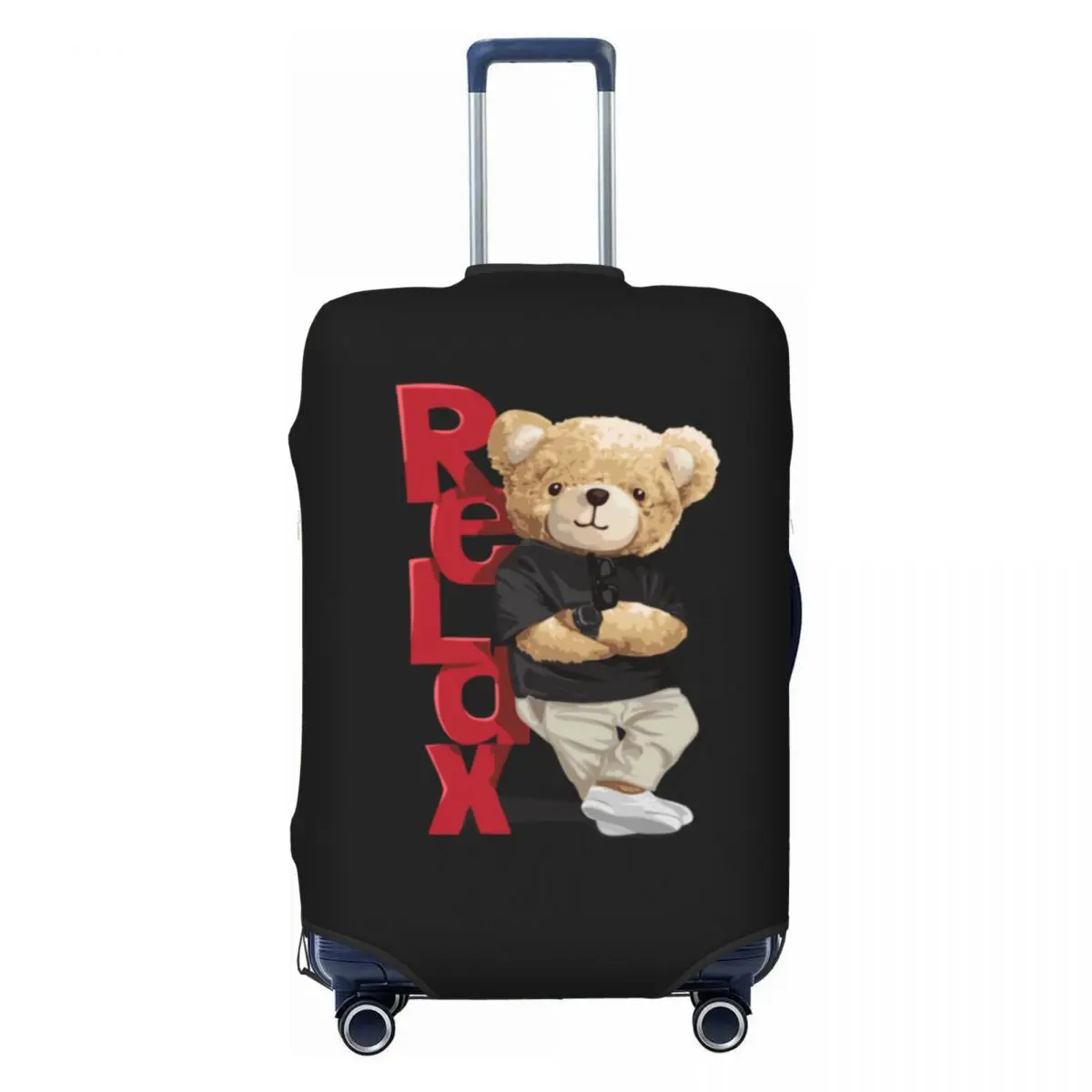 couverture de valise à motif de beurre d'ours, animal de dessin animé mignon, voyage de croisière de vacances, bagages d'étirement, fournitures de protection, relax