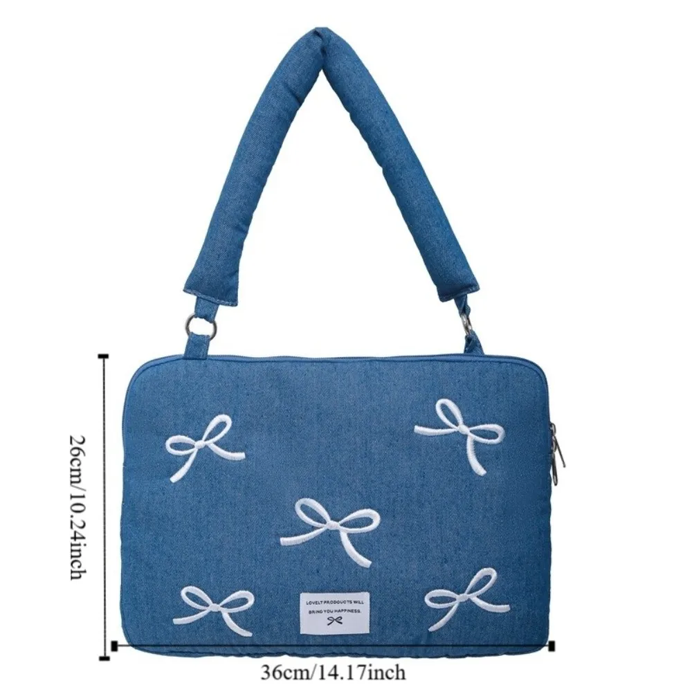 sac d'ordinateur moderne à la mode, pochette antichoc brodée avec nœud papillon pour ordinateur portable 14 pouces, étui de transport souple pour tablette business