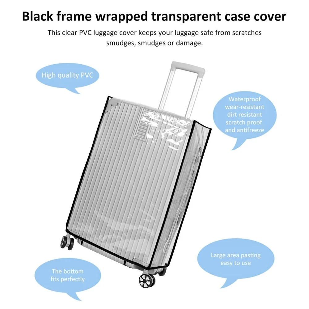 housse de protection pour bagages entièrement transparente, valise étanche en pvc, combinaison pour valise à roulettes de 18 à 30 pouces, housse anti poussière