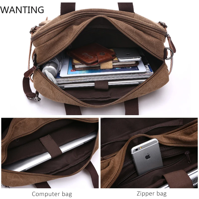 hommes toile porte documents sacs de voyage valise classique messager sac à bandoulière pour hommes fourre tout sac à main grand décontracté affaires pochette pour ordinateur portable
