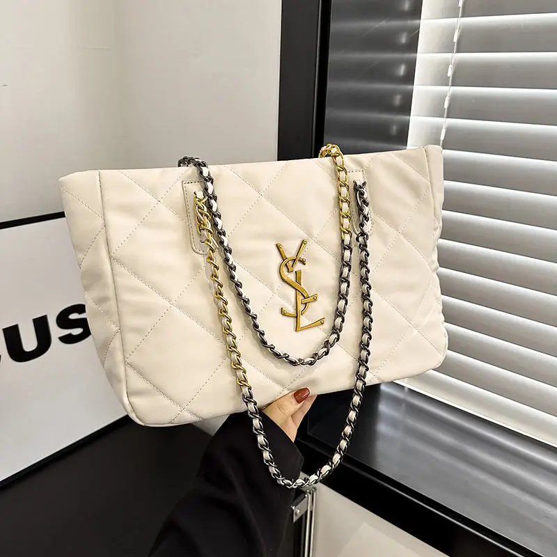 sac fourre tout français chic pour femmes, sac de shopping en cuir de grande capacité à motif litchi, sac à bandoulière polyvalent, 2025