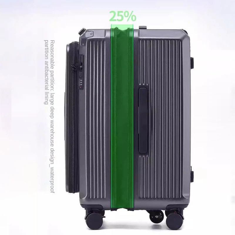valise extensible à ouverture latérale de 32/34 pouces, nouveau bagage de grande capacité 2025, 24 pouces avec frein, boîtier de chariot à cinq roues
