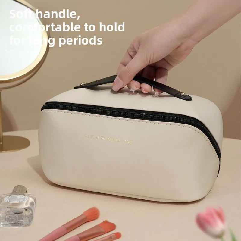 Sac à cosmétiques de voyage de grande capacité, taie d'oreiller pour femmes, trousse de maquillage, sac de rangement de toilette, sac Portable de luxe en forme de Cube en PU