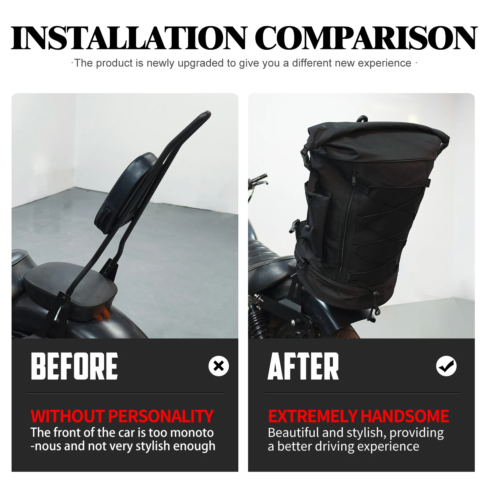 sac à dos de bagage pour moto 50l 85l, sac de dossier sissy bar avec sangles universelles pour la plupart des motos, sac de support arrière extensible