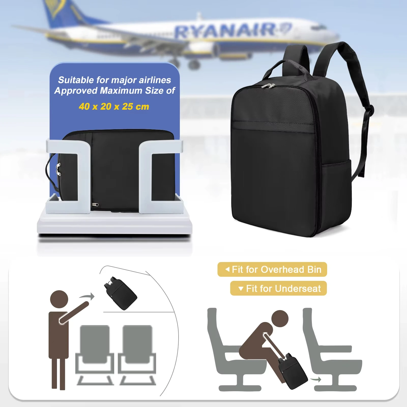 ryanair sac à dos 40x20x25 sac de cabine bagage à main sac à dos de voyage pour easyjet cabine sac 45x36x20 sac à dos pour ordinateur portable pour femmes/hommes