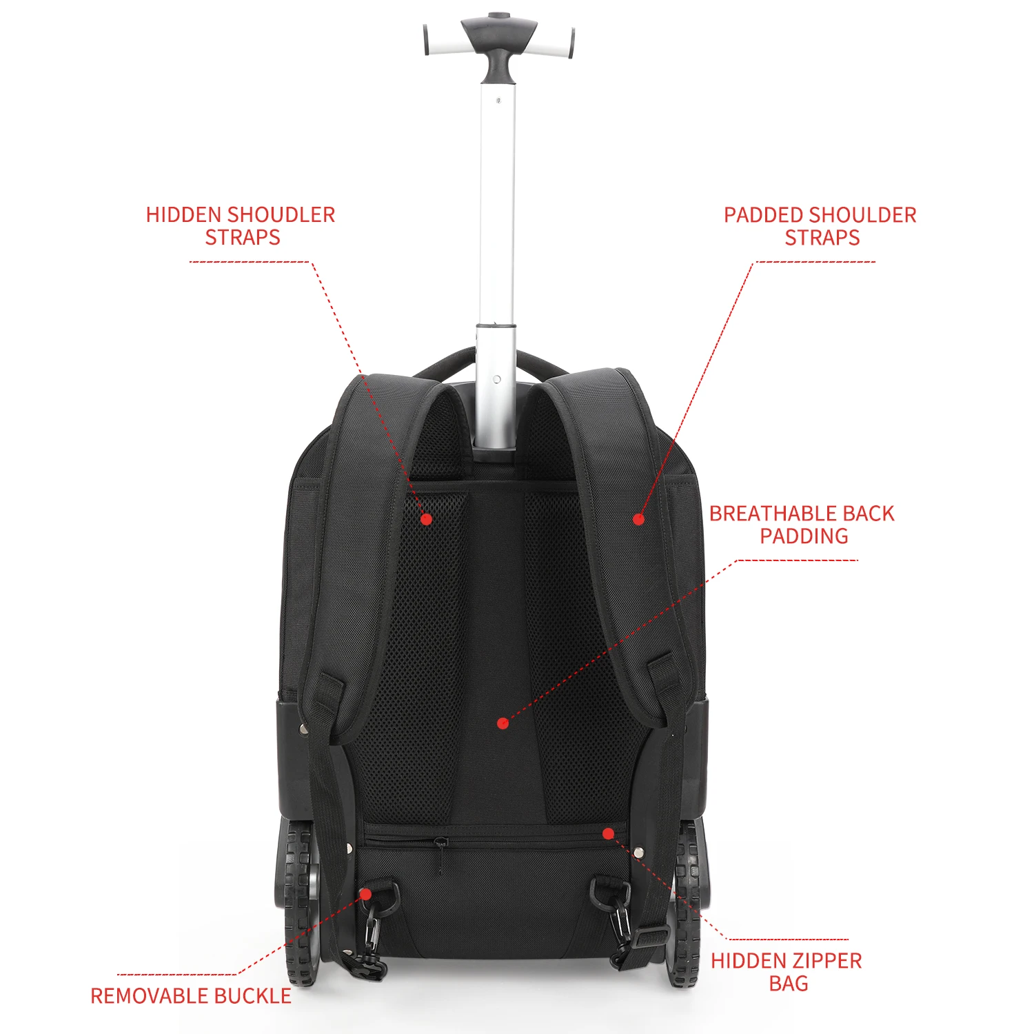 sac à dos à bagages roulants de 20 pouces avec roulettes, valises de voyage, sacs à roulettes de grande capacité, sac à dos multifonctionnel pour ordinateur portable