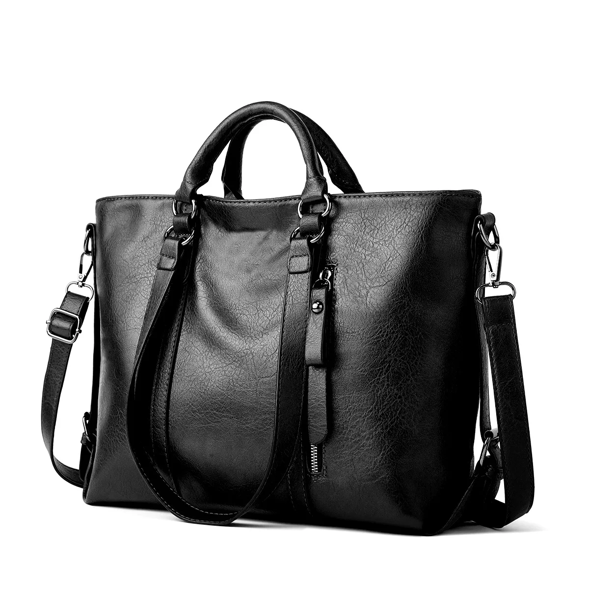 sac à main de travail en cuir pu rétro de 14 pouces et design multi poches, adapté au sac d'ordinateur de bureau pour un usage quotidien pendant