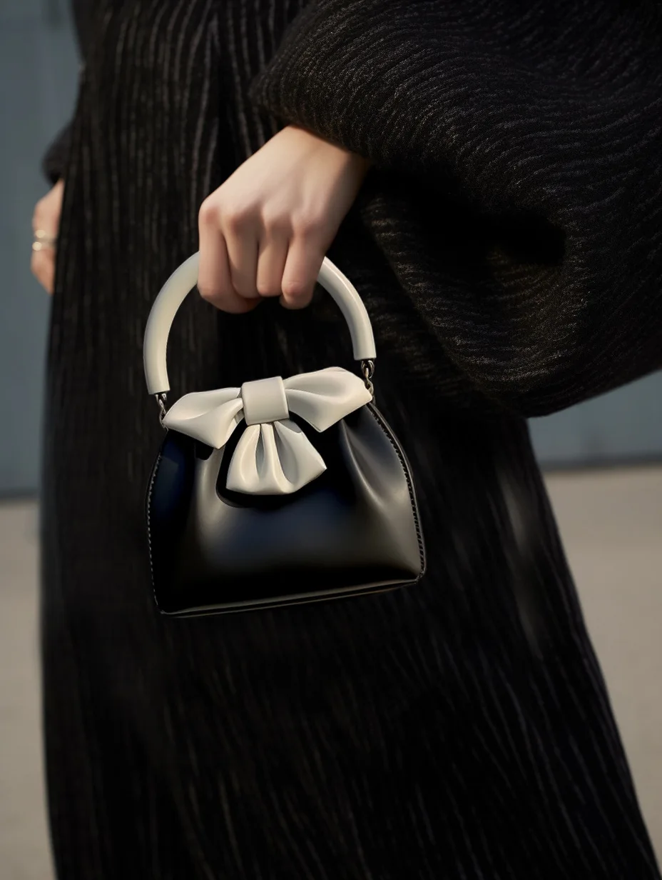 sac à main plissé élégant pour femme, nouveau style 2025, doté d'un nœud coloré et un design texturé.