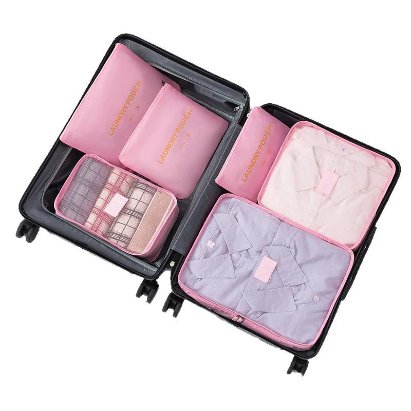 sac d'organisation de valise portable en six pièces pour vêtements de voyage, essentiels de beauté