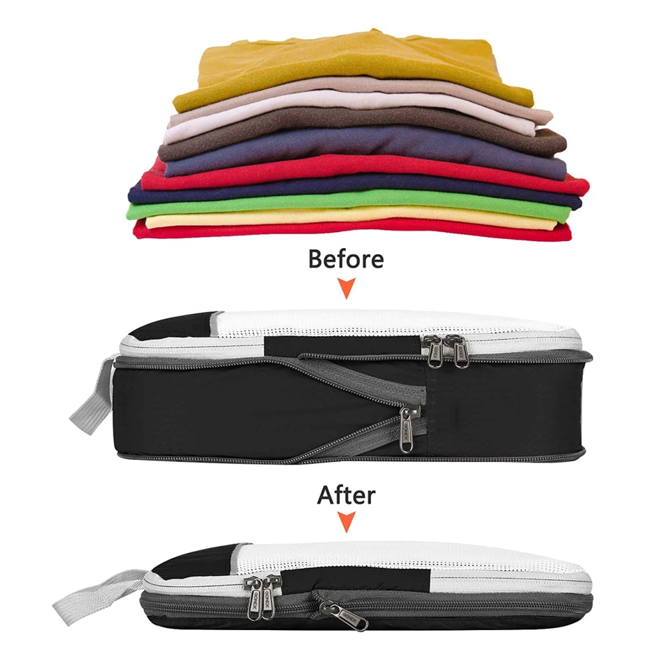 sac de rangement de voyage, cubes d'emballage compressibles, valise de voyage pliable et étanche, portable en nylon avec sac à main, organisateur de bagages