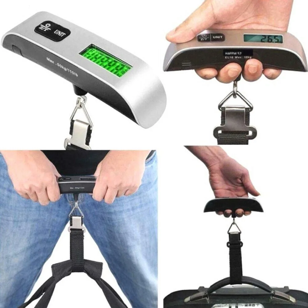 Échelle à bagages 110lb 50kg numérique portable portable Échelle de bagages suspendus pour voyage valise poids Échelle