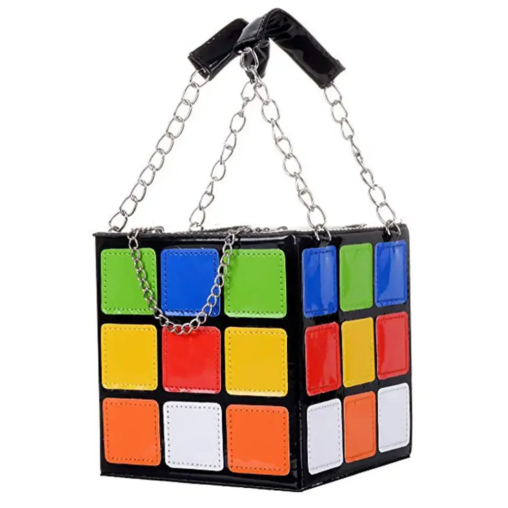 chic boîte de forme cubique femmes sacs à main chaînes de créateur fourre tout de luxe en cuir pu sac de messager dames personnalité petits sacs à main 2020