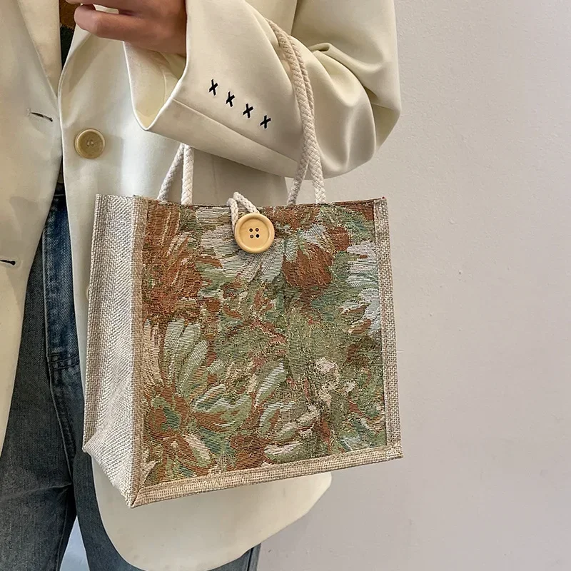 Femmes Ins Style Portable sac à main sac en lin étudiants sacs à main mode haut pour femme-poignée sacs concepteur de luxe Сумка Ж Dön hei Bolsa