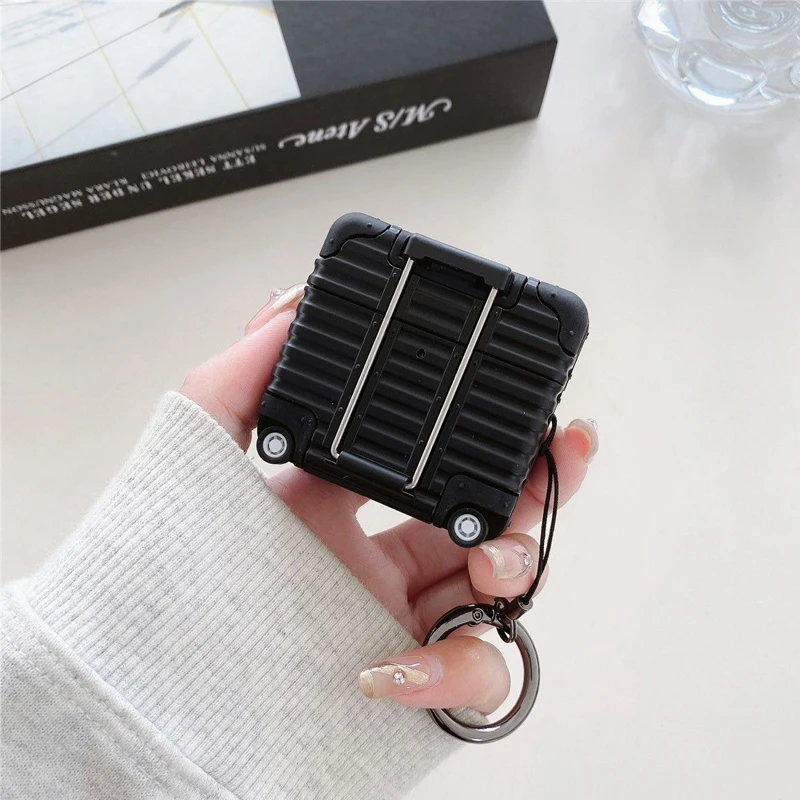 valise rétractable argentée pour airpods 1/2/3/4/pro, housse de style bagage antichoc, accessoire de voyage à la mode