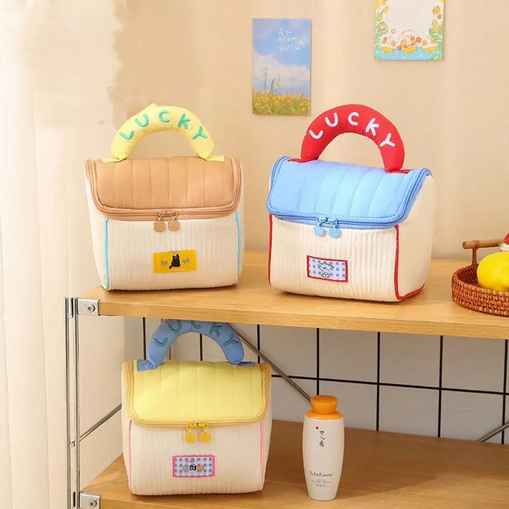 sac de maquillage de cabine mignon de grande capacité, étui carré en forme de maison pour cosmétiques, étui de rangement portable kawaii pour filles